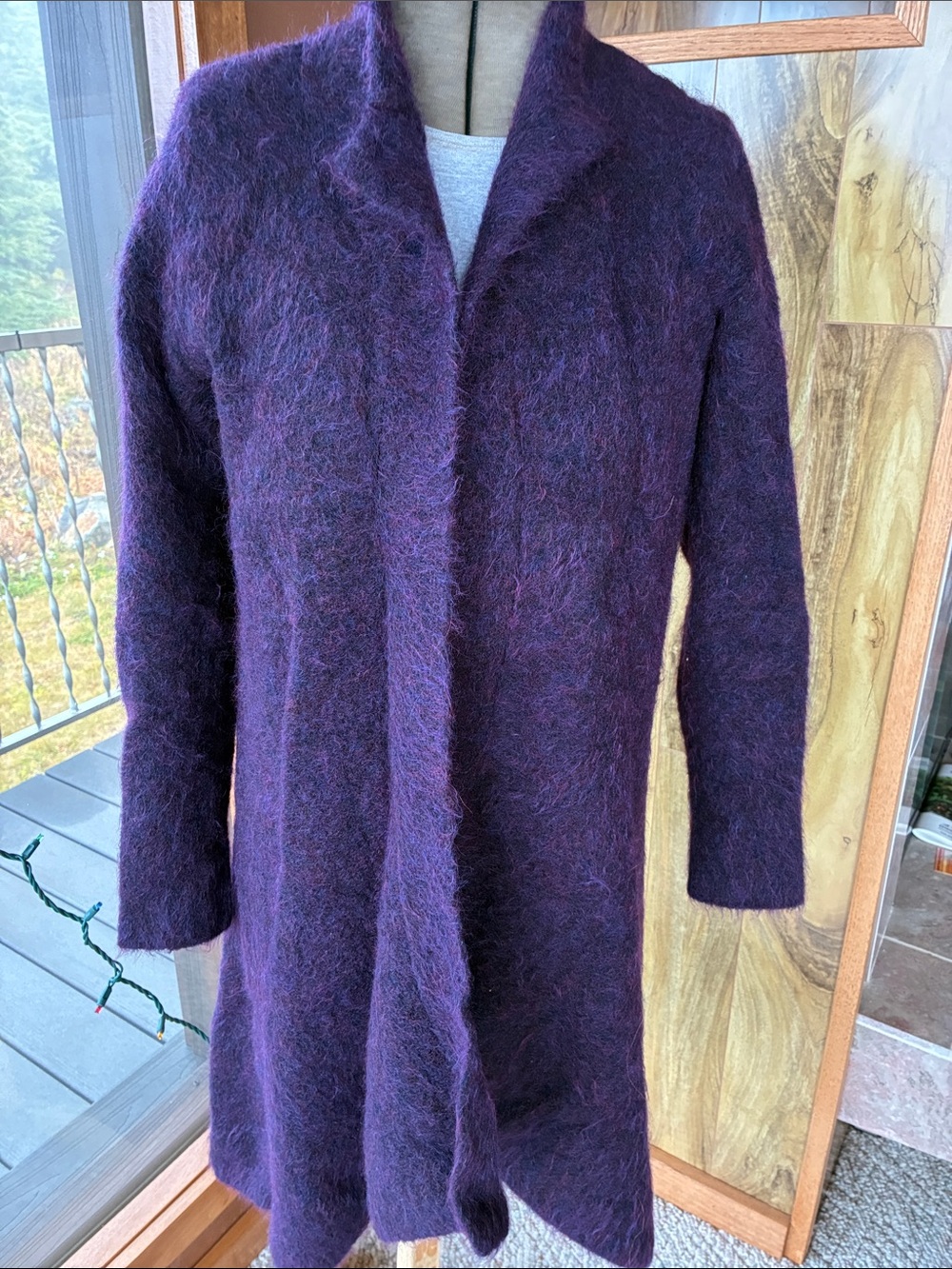 Eileen Fisher Rich Plum Mohair-Blend Open Cape